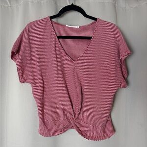 Lush Red and White Striped Top